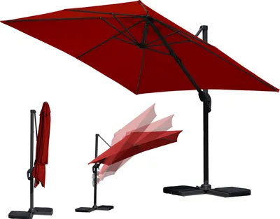 Produktbild von Clanmacy Sonnenschirm Ampelschirm Ø3m drehbar,neigbar,360° Rotation,Marktschirm,Rot
