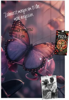 Produktbild von Magnettafel 60x90cm Pinnwand Whiteboard beschreibbar - Schmetterling Blüte