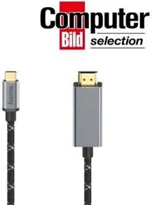 Produktbild von HAMA Video-Kabel, USB-C-Stecker - HDMI™-Stecker, Ultra-HD 4K@60Hz, Alu, 1,50 m (00200507)
