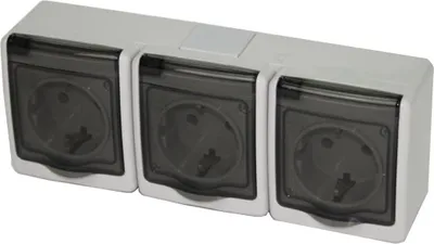 Immagine prodotto di Presa Schuko a 3 vie da esterno IP44, colore grigio serie BETA