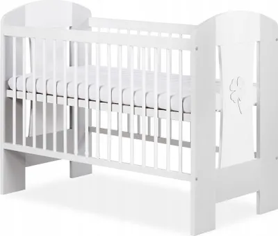 Produktbild von Babybett Gitterbett Kinderbett höhenverstellbar mit Matratze mit Schlupfsprossen Weiß Grau NATAN Wieß Grau 120x60 KMbaby