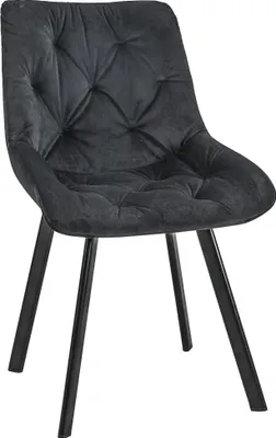 Produktbild von Esszimmerstuhl mit Samt AKORD SJ.33  Gesteppter Stuhl aus Velours in Schwarz