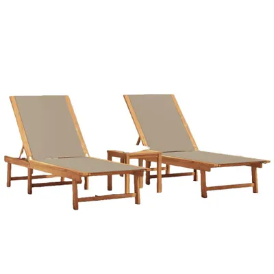 Immagine prodotto di vidaXL Lettini prendisole 2 pz. Legno massiccio di acacia e textilene color taupe
