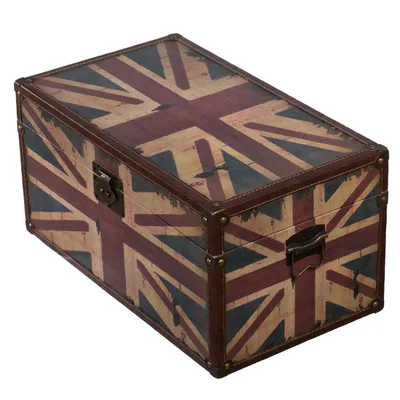 Produktbild von Truhe Kiste KDF U-UK Holztruhe mit Kunstleder bezogen Kolonialtruhe Holzbox, Größe:Größe L 35cm x 21cm x 18cm