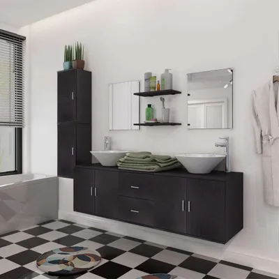 Imagen del producto de Conjunto de muebles de baño de 11 piezas "The Living Store" con lavabo y grifo, color