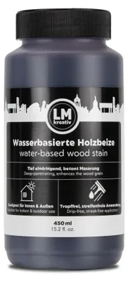 Produktbild von LM-Kreativ Holzbeize 450 ml, Mahagoni – wasserbasierte Beize für Möbel, Türen & Bastelholz, betont die Maserung