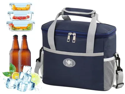 Kühltasche 16 l, isolierte Lunchtasche mit Schultergurt, Oxford-Gewebe