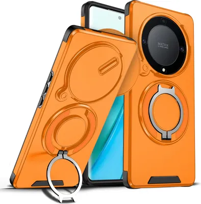Obrázek produktu pro Dvouvrstvé pouzdro pro Honor X9A / Magic5 Lite, s posuvným krytem fotoaparátu a magnetickým kroužkovým stojánkem Pomerančový