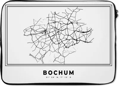 Produktbild von MuchoWow® Laptop Hülle 13 Zoll Deutschland - Bochum - Stadtplan - Karte - Schwarz-Weiß - Karte Laptoptasche - Laptophülle - Sleeve - Rundumschutz