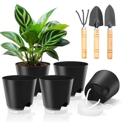 Produktbild von Set mit 5 selbstbewässernden Blumentöpfen, 15 cm