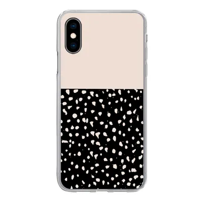 Produktbild von MuchoWow® Handyhülle Schutzhülle Hülle für iPhone X Polka dots - Beige - Schwarz Silikon Softcase Handy Hülle - Handyhülle