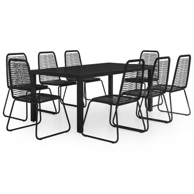 Image de vidaXL Salon de jardin 9 pièces PVC rotin noir