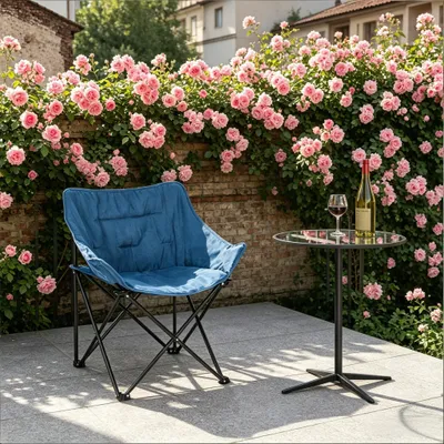 Image de Chaise d'extérieur, chaise de camping, chaise pliante rembourrée, chaise de détente (chaise seule)