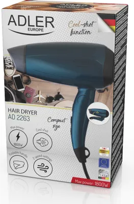 Image de Adler Sèche-cheveux AD 2263 1800 W, Nombre de niveaux de température 2, Bleu