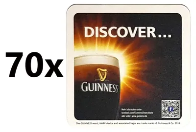Produktbild von Guinness Discover Bierdeckel Untersetzer Unterlage Pappdeckel Bierfilz - 70er Packung