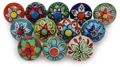 Productafbeelding van Set van 12 Multicolor Keramische Meubelknoppen