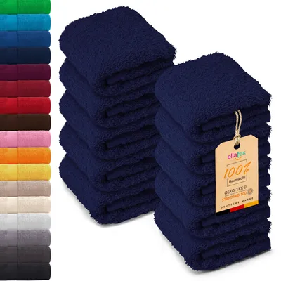 Produktbild von 10er Pack EllaTex Seiftücher 30x30 cm 100% Baumwolle, 500 g/m² Handtücher Set weich saugstark Serie Paris, in Farbe: Navy