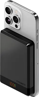 Produktbild von CYGNETT, Powerbank 10.000mAh kabellos MagSlim ultra-kompakt, Schwarz