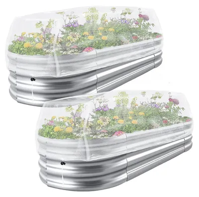 Produktbild von 2er-Set Pflanzenschutznetz für Hochbeete – 130×70×55 cm, feinmaschig – Mit Kordelzug und Clips – Insekten- und Vogelschutznetz für Gemüse und Obst