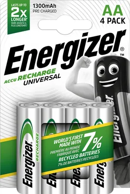 Produktbild von Akku Recharge Universal - Mignon (AA) 1300 mAh vorgeladen 4 Stück. Packung mit 12 Stück