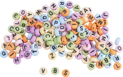 Produktbild von Perlen-Buchstaben Set, rund, 165 Stück Pastell