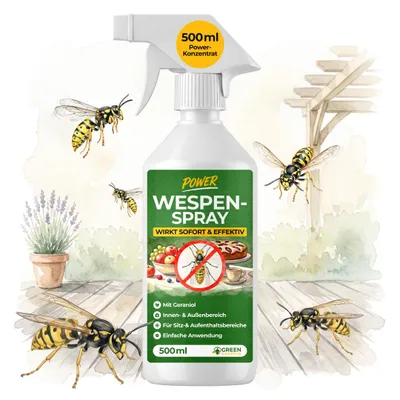 Produktbild von Wespen Abwehrspray Power-Konzentrat 500 ml – Pflanzliches Wespenspray für Terrasse, Balkon & Garten – Wespen Abwehr, Wespen Spray, Anti Wespen Spray