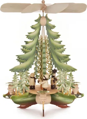 Produktbild von Pyramide farbig mit Kurrendesänger natur für Kerzen d=14mm BxHxT 27x36x27cm NEU