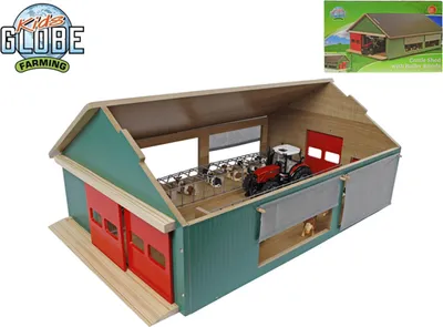 Produktbild von Kids Globe Stall mit 4 Windschutzgitter 1:32 Natur