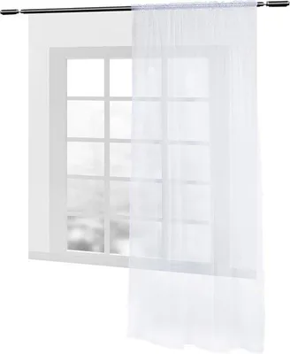 Image de Rideau Unyqoos® plissé, 100% polyester, 140x225 cm, blanc, 1 pièce, bande plissée de 5 cm, compatible avec les rails et les tringles à rideaux jusqu'à 26 mm
