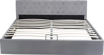 Produktbild von Merax Hydraulisches Boxspringbett 180x200cm mit Bettkasten, Polsterbett mit Lattenrost und Stauraum, Doppelbett aus Samt, Grau