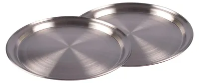 Image de lot de 2 plateaux en acier inoxydable 35cm Plateau de service Plateau de petit déjeuner Plateau à bougies