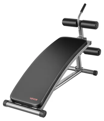 Produktbild von VEVOR Sit Up Bank, gebogene Bauchmuskelbank 6-stufig Höhenverstellbar (132 x 42 x 85 cm) Rückentrainer (272 kg belastbar) für Heimtraining im Fitnessstudio Krafttraining Ganzkörpermuskeltraining