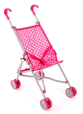 Image de Poussette pour poupées Bayer Chic 2000, modèle "Funny", avec motifs à pois roses, pliable