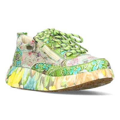 Produktbild von LAURA VITA Plateausneaker Nikito 62 anis grün Leder-Textilmix RV und Schnürung Weite G mit rausnehmbarer Lederinnensohle aus Memory Foam Grösse 36 EU