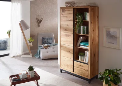 Produktbild von MASSIVMOEBEL24 Bücherregal Wildeiche 100x40x200 natur geölt VILLANDERS #139