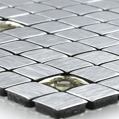 Produktbild von Mosaikfliesen Glas Metall Silber Gold Diamant 10x10x4mm