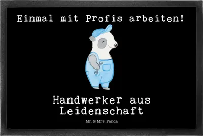 Produktbild von Mr. & Mrs. Panda Fußabtreter Handwerker Leidenschaft 50 x 75 cm - Schwarz - Geschenk, Gesellenprüfung, Werkstatt, bodenmatte, Bodenvorleger, fußmatte, Lustig, Spruch