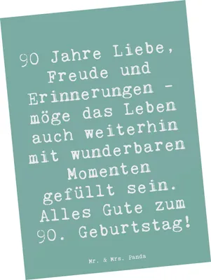 Produktbild von Mr. & Mrs. Panda Postkarte Spruch 90. Geburtstag - Meeresbrise - Geschenk, Grußkarte, bildkarte, Erfahrungen, Happy Birthday, Ansichtskarte, Postkarten, Feiern, Alter