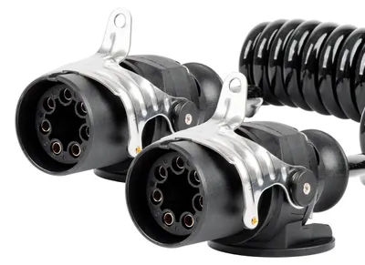 Zdjęcie produktu dla Przewód spiralny naczepy TIR 2x 7 PIN typ EBS 5m 24V AMIO-04383