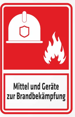 Produktbild von INDIGOS UG - Alu - Dibond Schilder 3mm - Sicherheit - Mittel und Gera?te zur Brandbeka?mpfung - Kombi - 400x300 mm