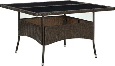 Produktbild von ZMH Garten-Esstisch Braun Poly Rattan und Glas