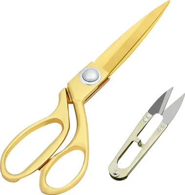 Produktbild von Handi Stitch Schneiderschere Gold Stoffschere mit Fadenschneider - Profi Textilschere Scharf 25,4cm aus Edelstahl – Goldene Schere Schneidet Stoff,