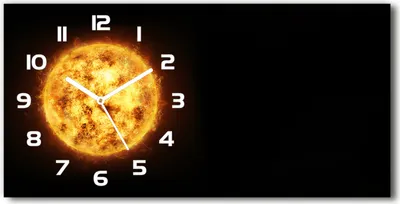 Produktbild von Wanduhr aus Glas – 60x30 cm - Glasbild - Glasuhr - Gehärtetes Glas - weisse-zeiger - Sonne