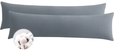 Obrázok produktu pre Vankúšik na spanie na boku, poťah, 40 x 145 cm, bavlna, sivý, 2 kusy, so zipsom
