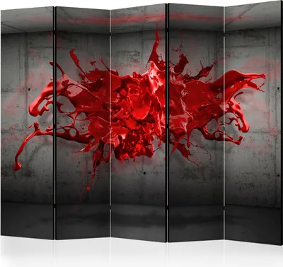 Produktbild von Neuheit! Dekorativer Paravent Raumteiler Trennwand Foto-Paravent Spanische Wand XXL 3D Beton loft rot 225x172 cm a-A-0186-z-c