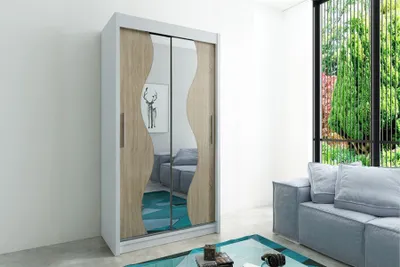 Obrázok produktu pre MINIO Šatníková skriňa 120 cm MADRYT biela / dub sonoma