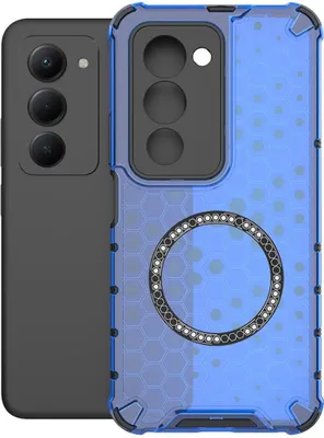 Produktbild von Magnet Hülle für Xiaomi Redmi 15 5G / 4G Honeycomb Design Hybrid Ringhalter Blau