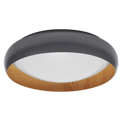Obrázek produktu pro LEDVANCE ORBIS Livia LED stropní svítidlo s kovovým kroužkem, Imitace šedá/dřevo, 24W, 1200lm, 3000K, 430mm, 830 přátelská teplá bílá, stmívatelné ve 3 krocích nacvaknutím, IP20, šrouby/zástrčky součástí balení