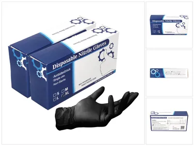 Obrázek produktu pro Nitrilové jednorázové rukavice v dávkovacím boxu černé / černé 200 kusů velikost XL / extra velké - nesterilní