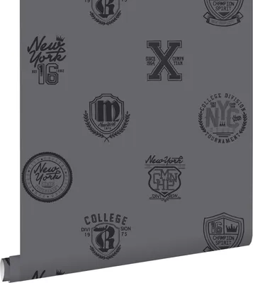 Produktbild von ESTAhome Tapete Schulembleme Dunkelgrau 53 cm x 10.05 m